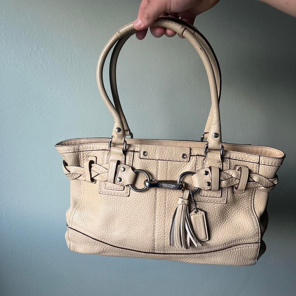 y2k 2000s Coach Hampton Tan Leather Carryall Leather Shoulder bag / handbag